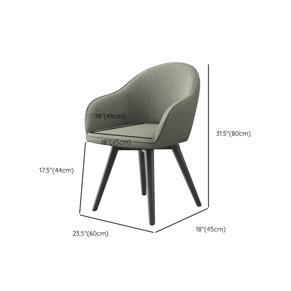 Gray Backrest Linen Metal-Leg Dining Chair