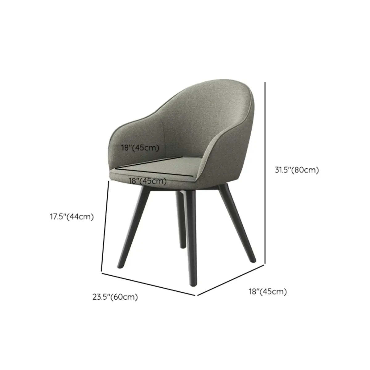 Gray Backrest Linen Metal-Leg Dining Chair