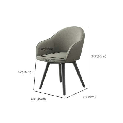 Gray Backrest Linen Metal-Leg Dining Chair