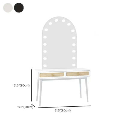 Modern Oval Timber Mirror White Makeup Vanity Set — White / Makeup Vanity & Mirror