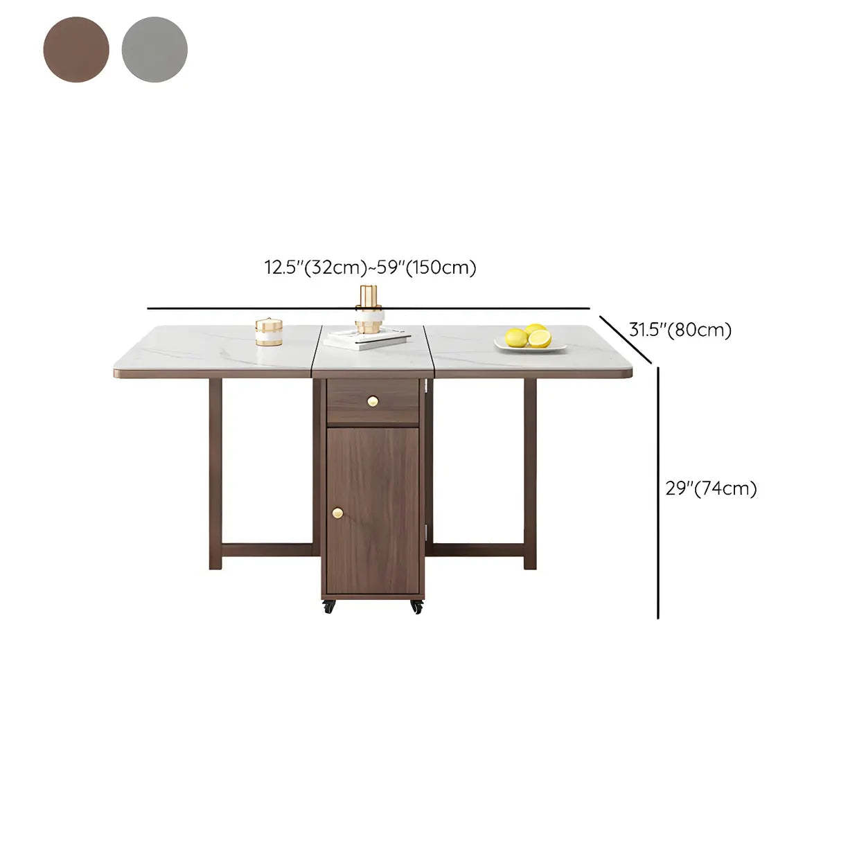 Modern White Wood Marble Storage Dining Table