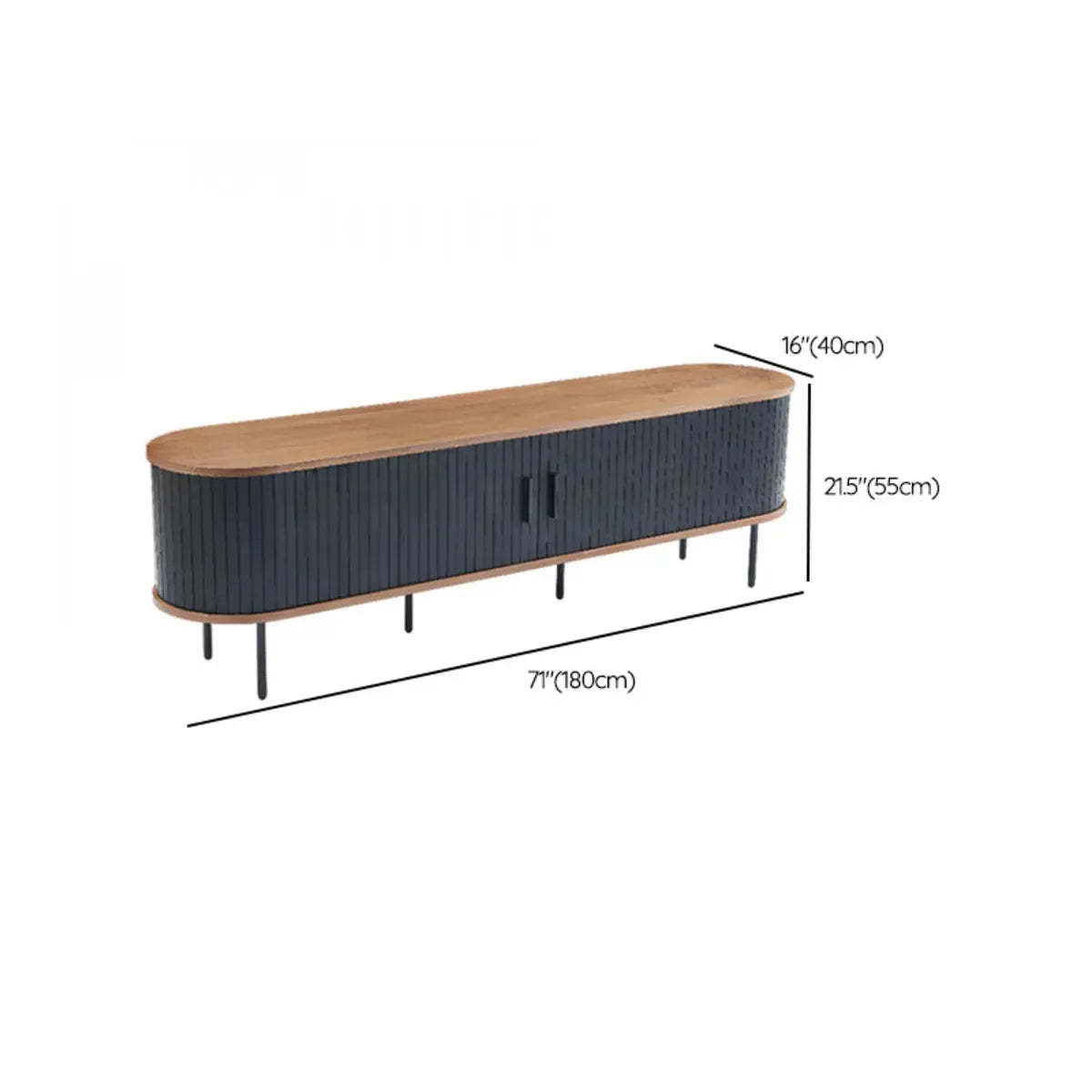 Mid-Century Black Wood TV Stand with Cabinet