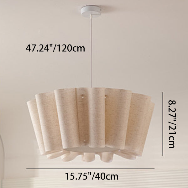 Nordic Pleated Linen Iron Pendant Light
