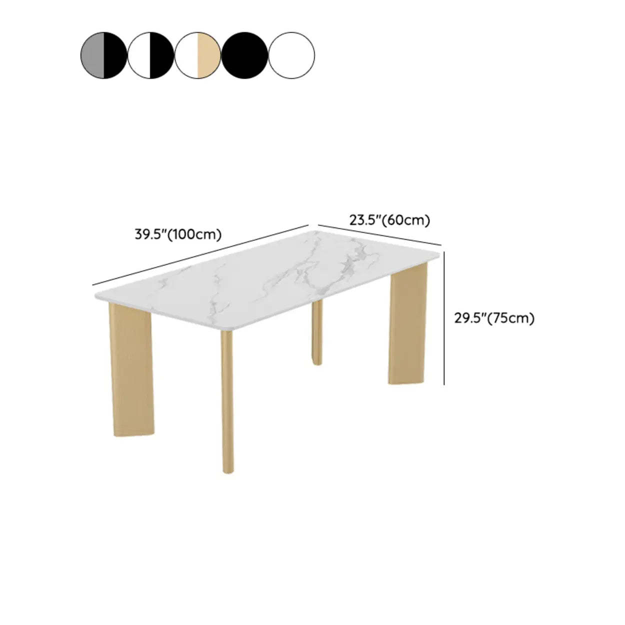 Minimalist White Stone Rectangular Computer Desk