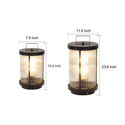 Striped Glass Cylindrical Portable Solar Lantern — Solar / Set of 4