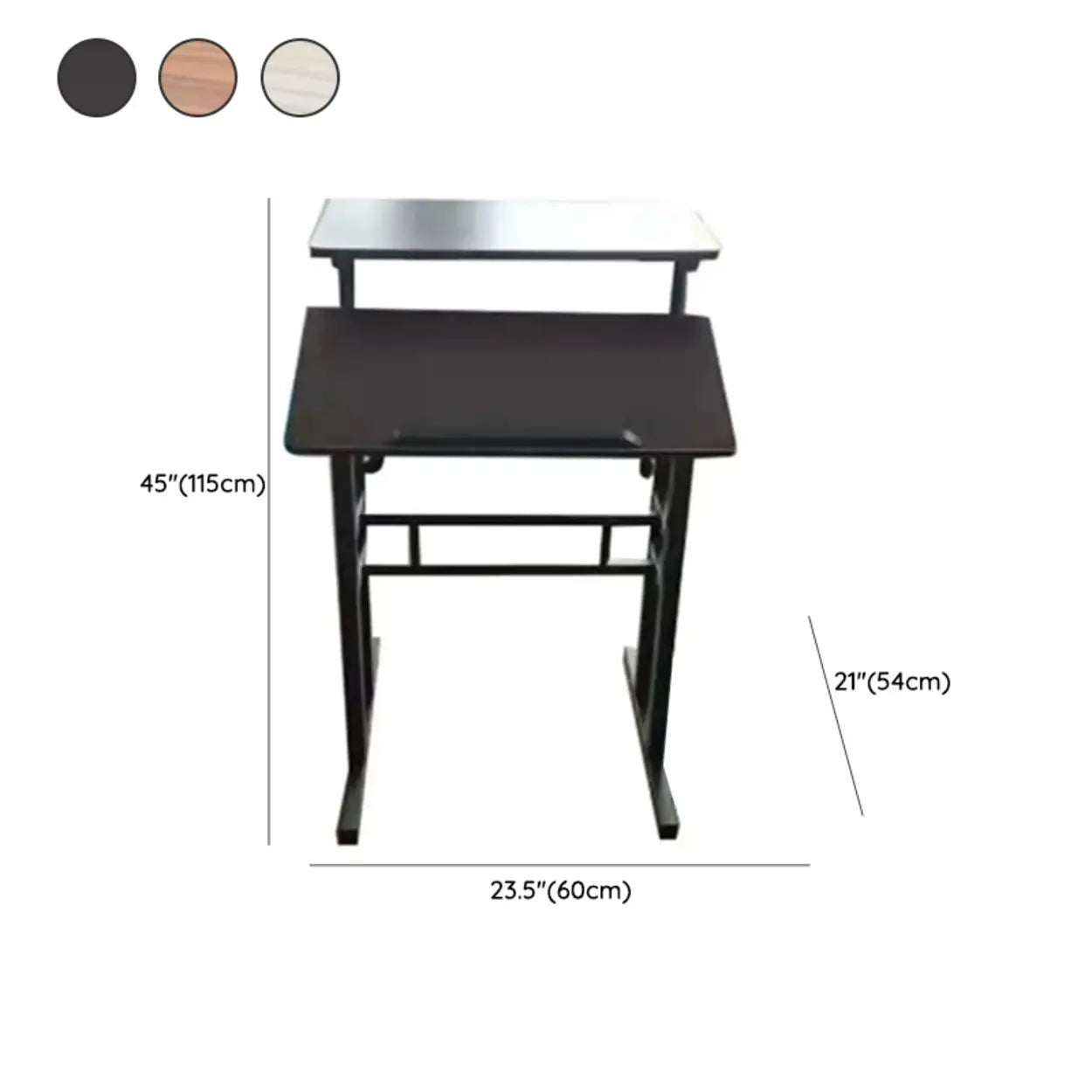 Black Wood T-Shape Computer Desk with Casters