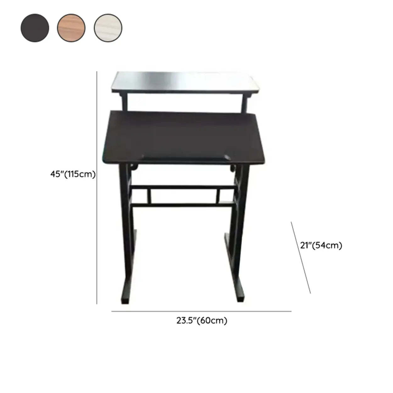 Black Wood T-Shape Computer Desk with Casters