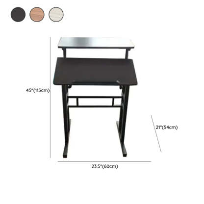 Black Wood T-Shape Computer Desk with Casters