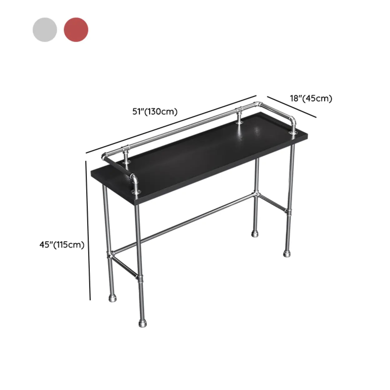 Industrial Spectator Height Bar Table with Railing — Red / Table Only