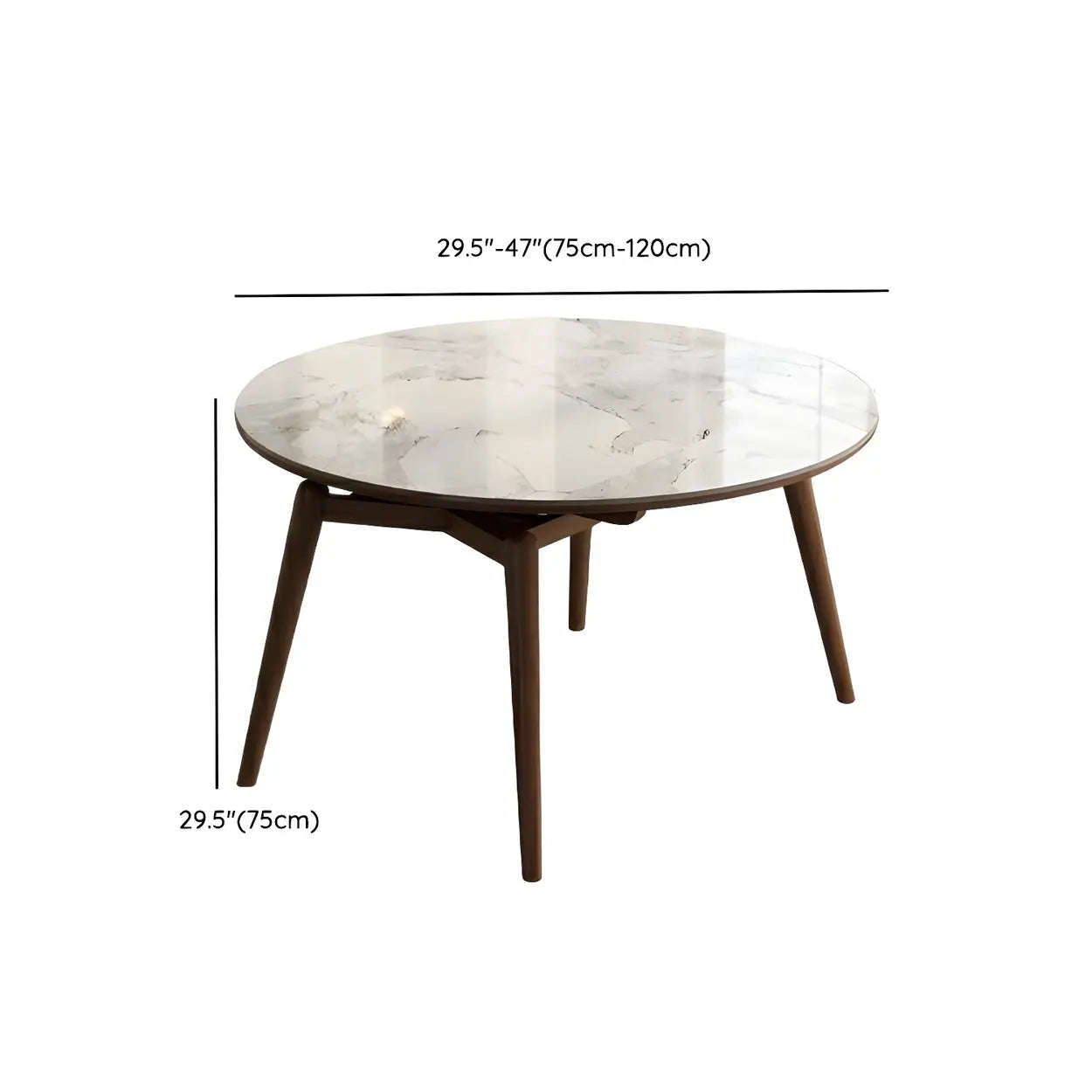 Mid-Century White Oval Marble Extendable Dining Table