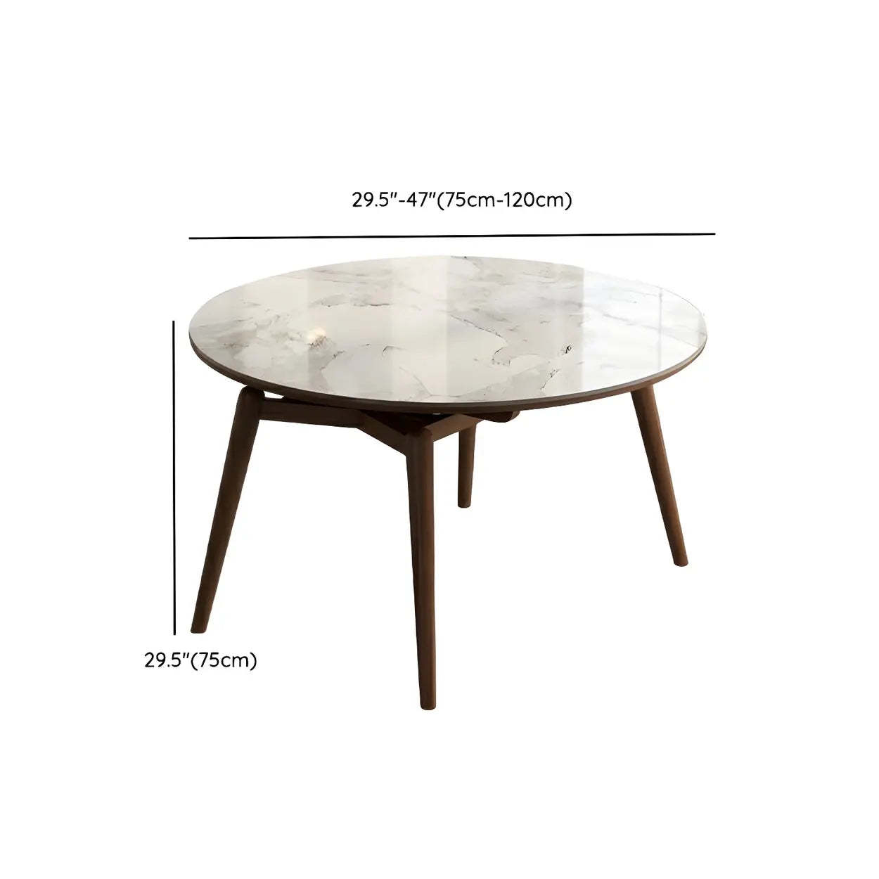 Mid-Century White Oval Marble Extendable Dining Table