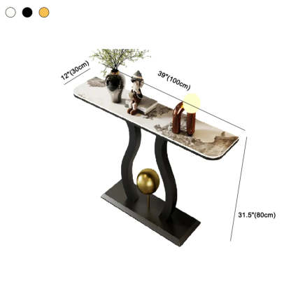 Abstract Base Black Curved Marble Console Table