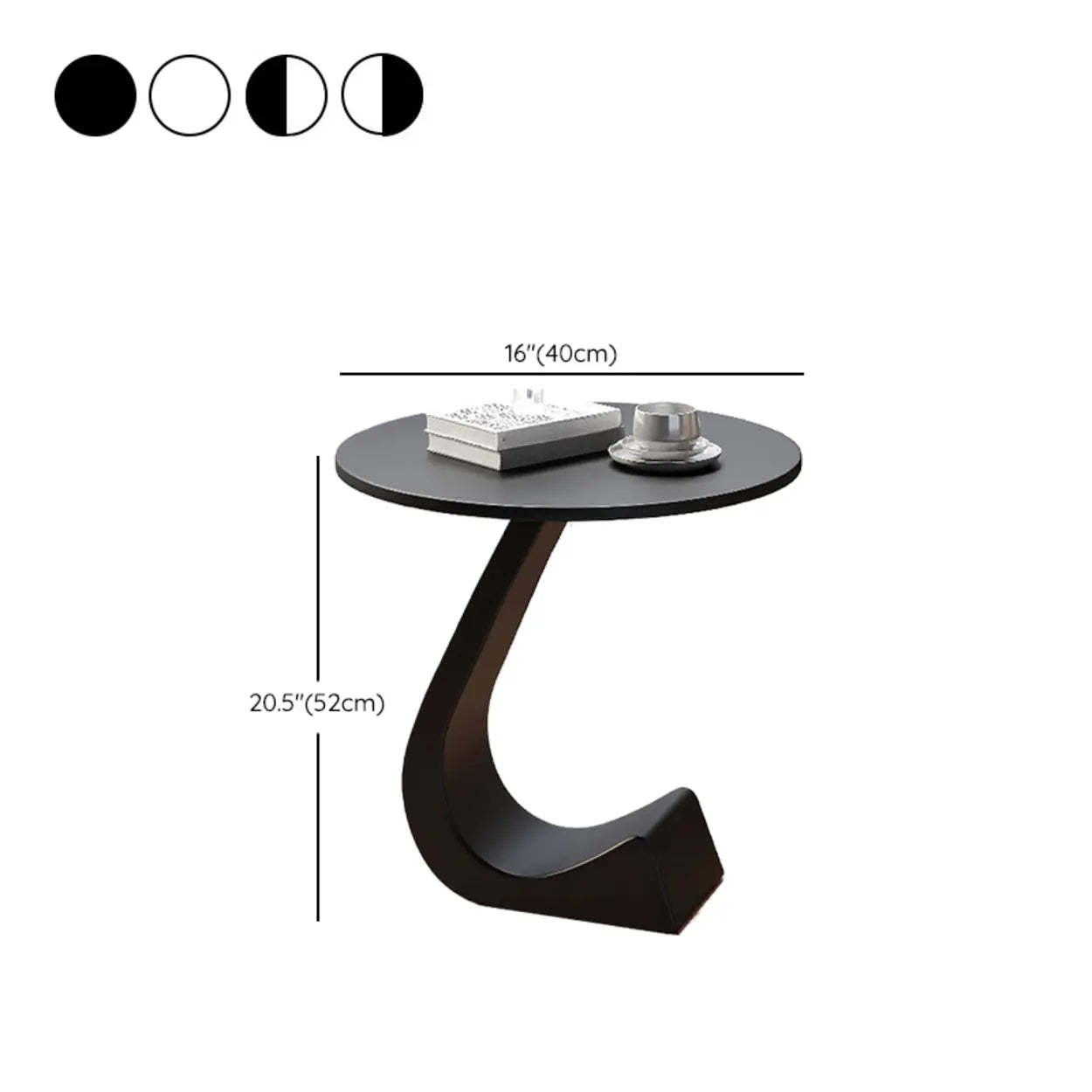 Round Sintered Stone Pedestal Chairside Table