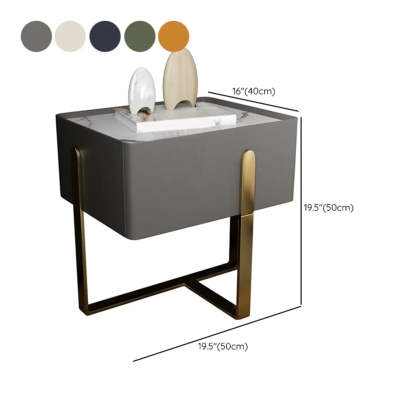 Modern Marble Top Gold Leg Nightstand with Drawers