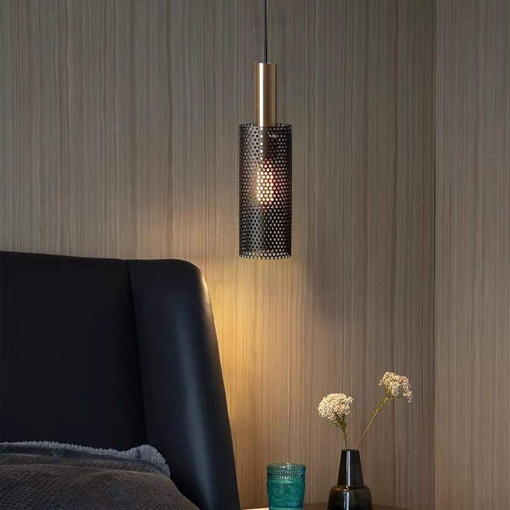 Cylinder Hanging Pendant Lights Metal Modern LED Bedroom Ceiling Lights-Lighom