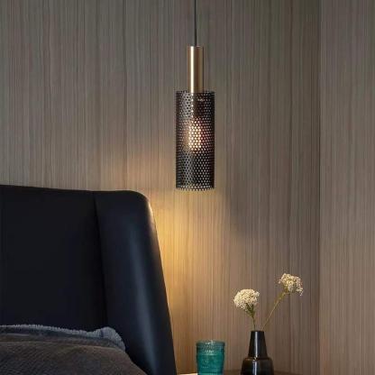 Cylinder Hanging Pendant Lights Metal Modern LED Bedroom Ceiling Lights-Lighom