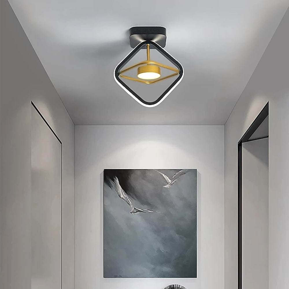 Circle Square Dimmable LED Modern Entry Ceiling Light Flush Mount Lighting-Lighom