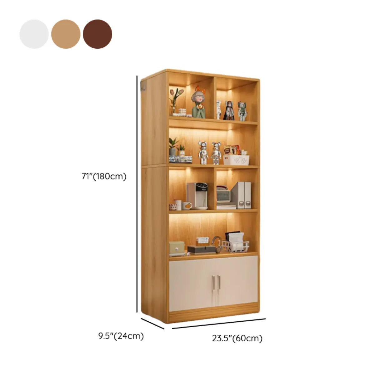 Natural Modern Wood Parlor Display Cabinet