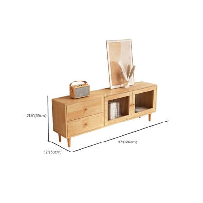 Natural-White Wood Drawer Cabinet TV Stand