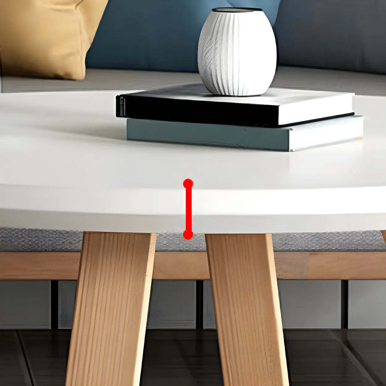 Beech Wood Round Coffee Table with Cross Legs — Gray