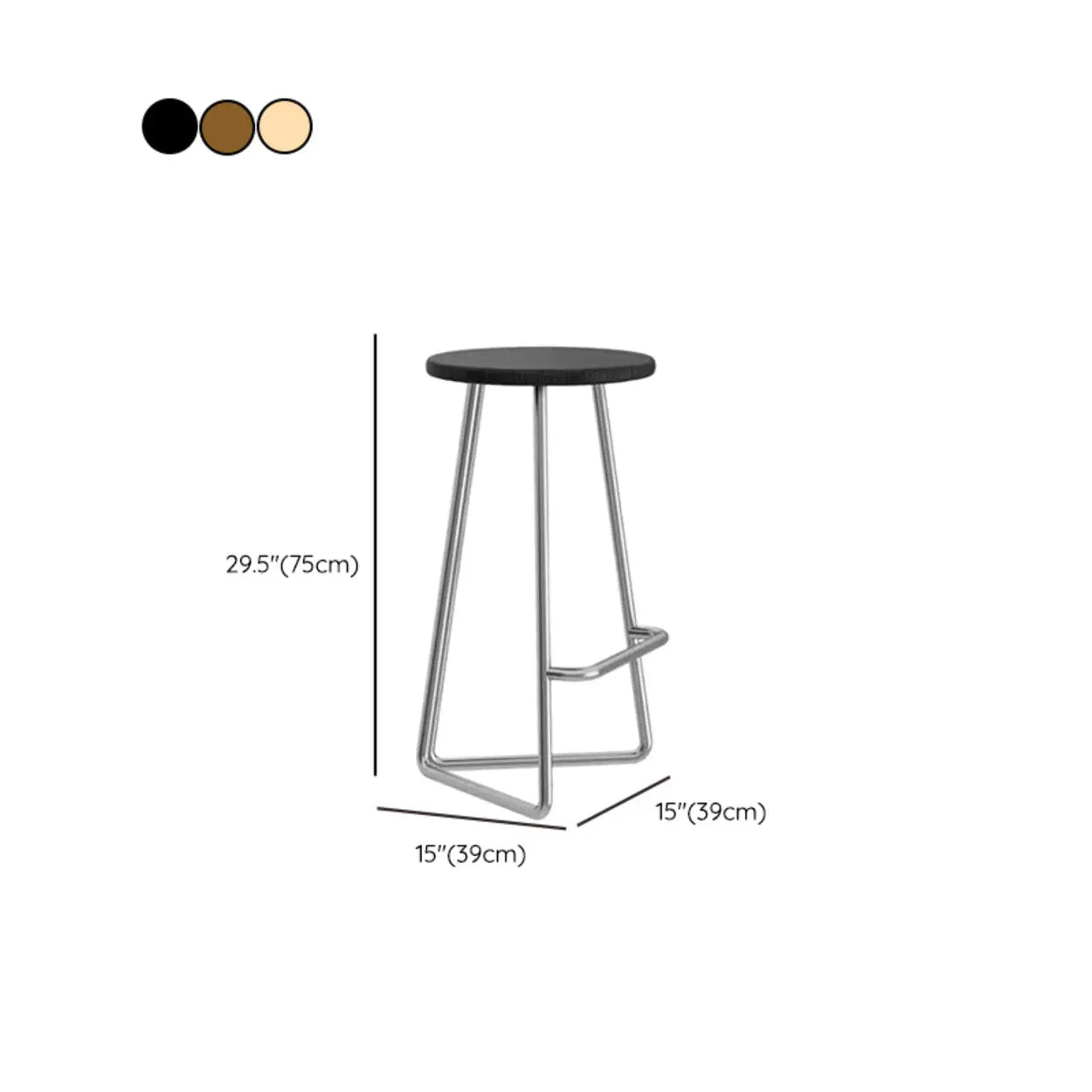 Round Wood Metal-Tripod Bar Stool