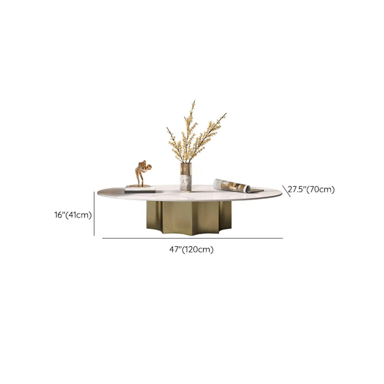 Pandora Gold Scratch Resistant Stone Oval Coffee Table