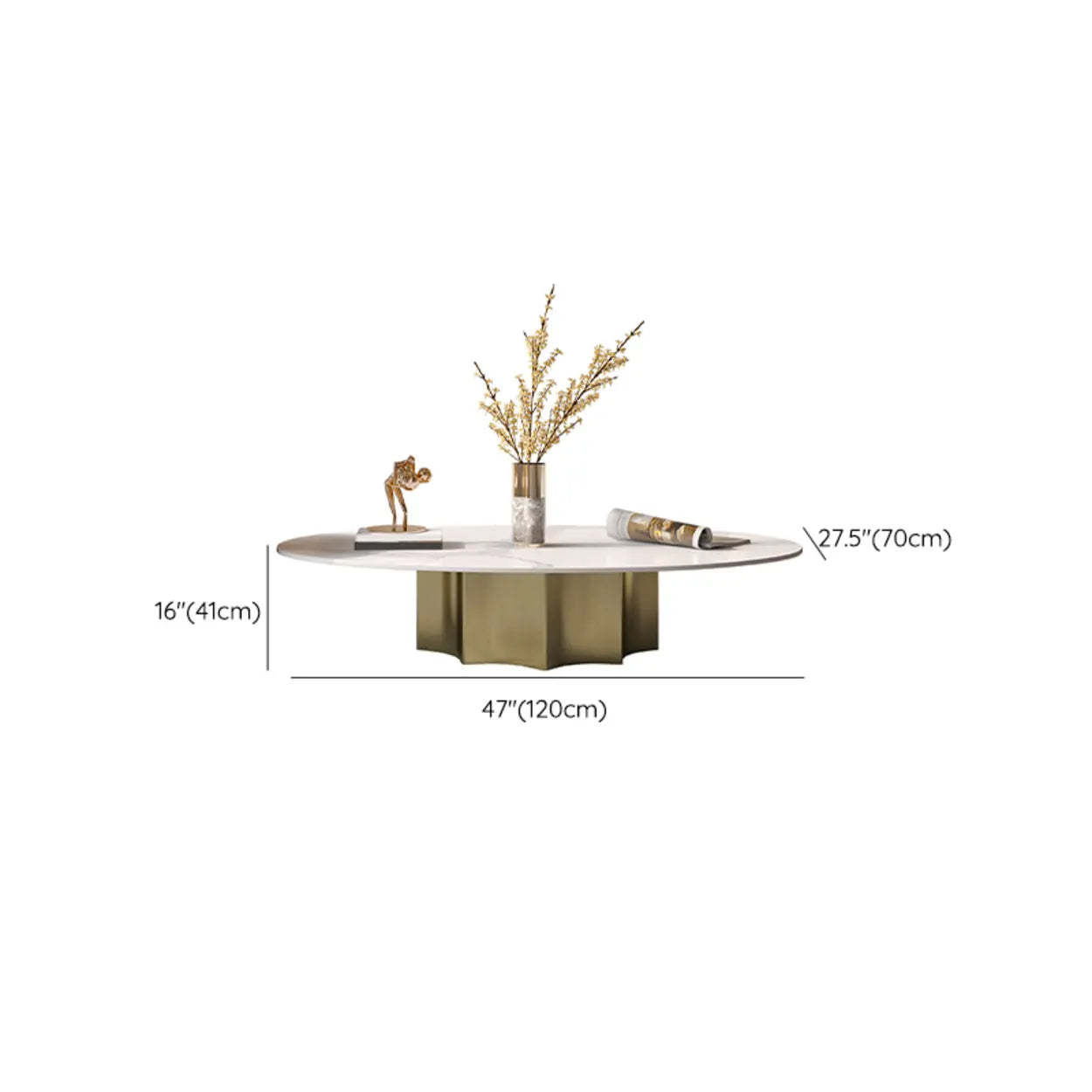 Pandora Gold Scratch Resistant Stone Oval Coffee Table