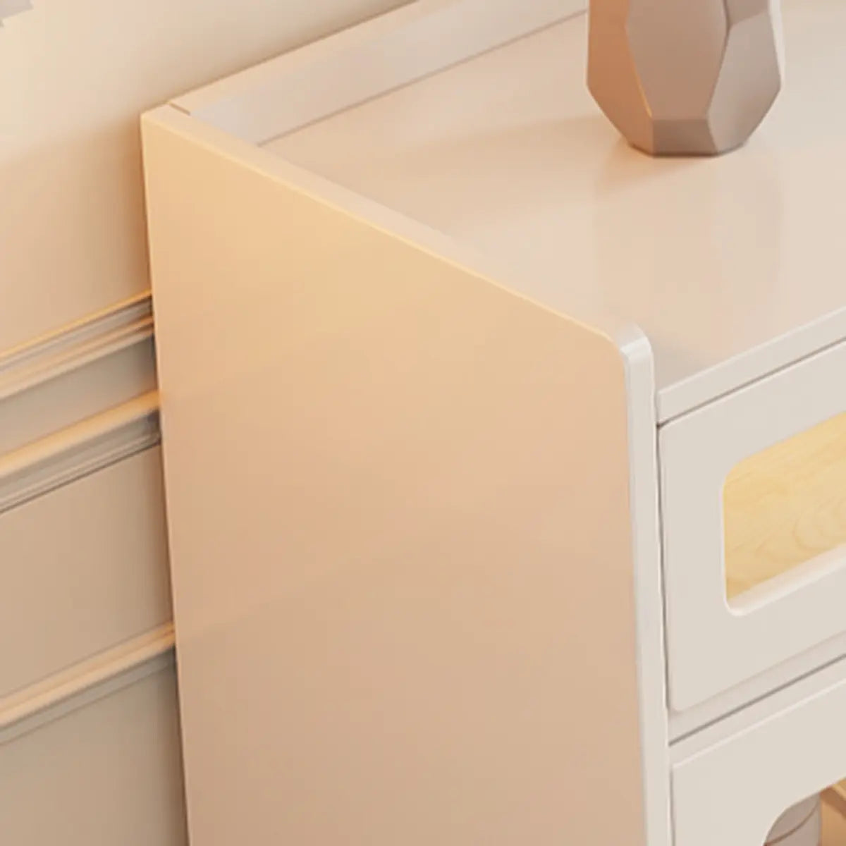 Beige Composite Wood Glazed Shelf Sideboard