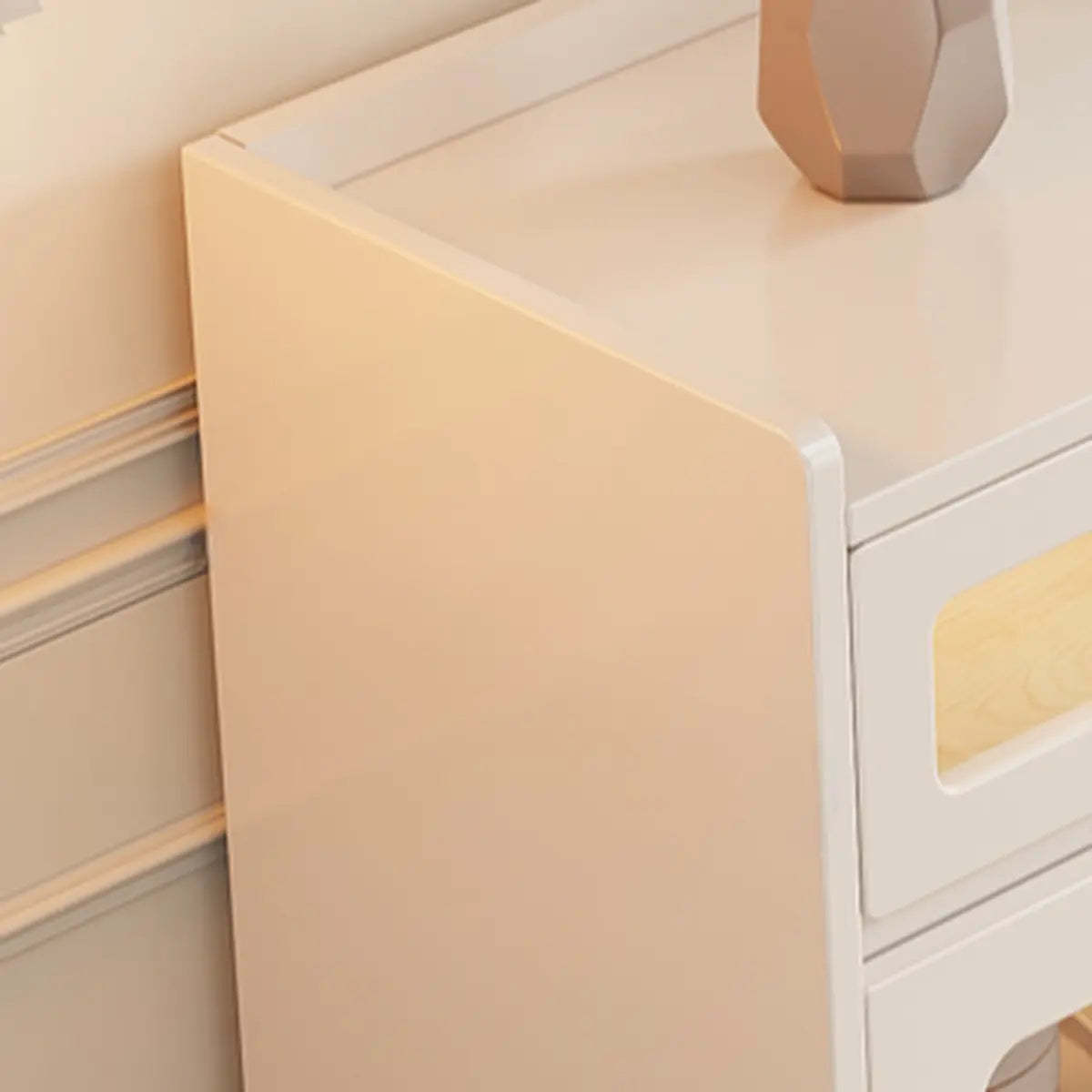 Beige Composite Wood Glazed Shelf Sideboard