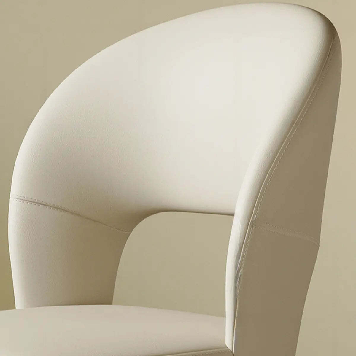 Beige Curved Open Low-Back Faux Leather Dining Chair