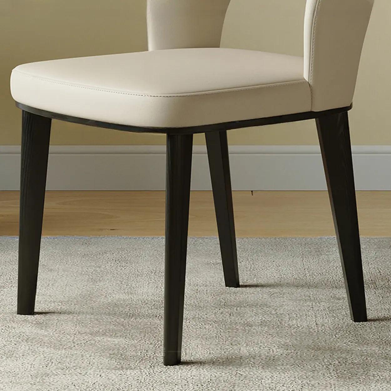 Beige Curved Open Low-Back Faux Leather Dining Chair — Dark Gray