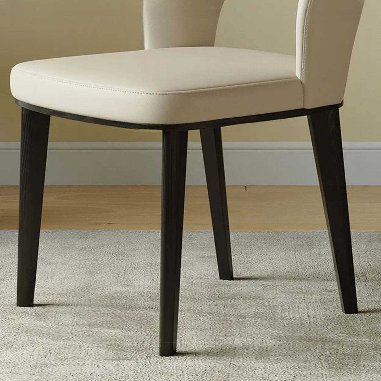 Beige Curved Open Low-Back Faux Leather Dining Chair — Dark Gray
