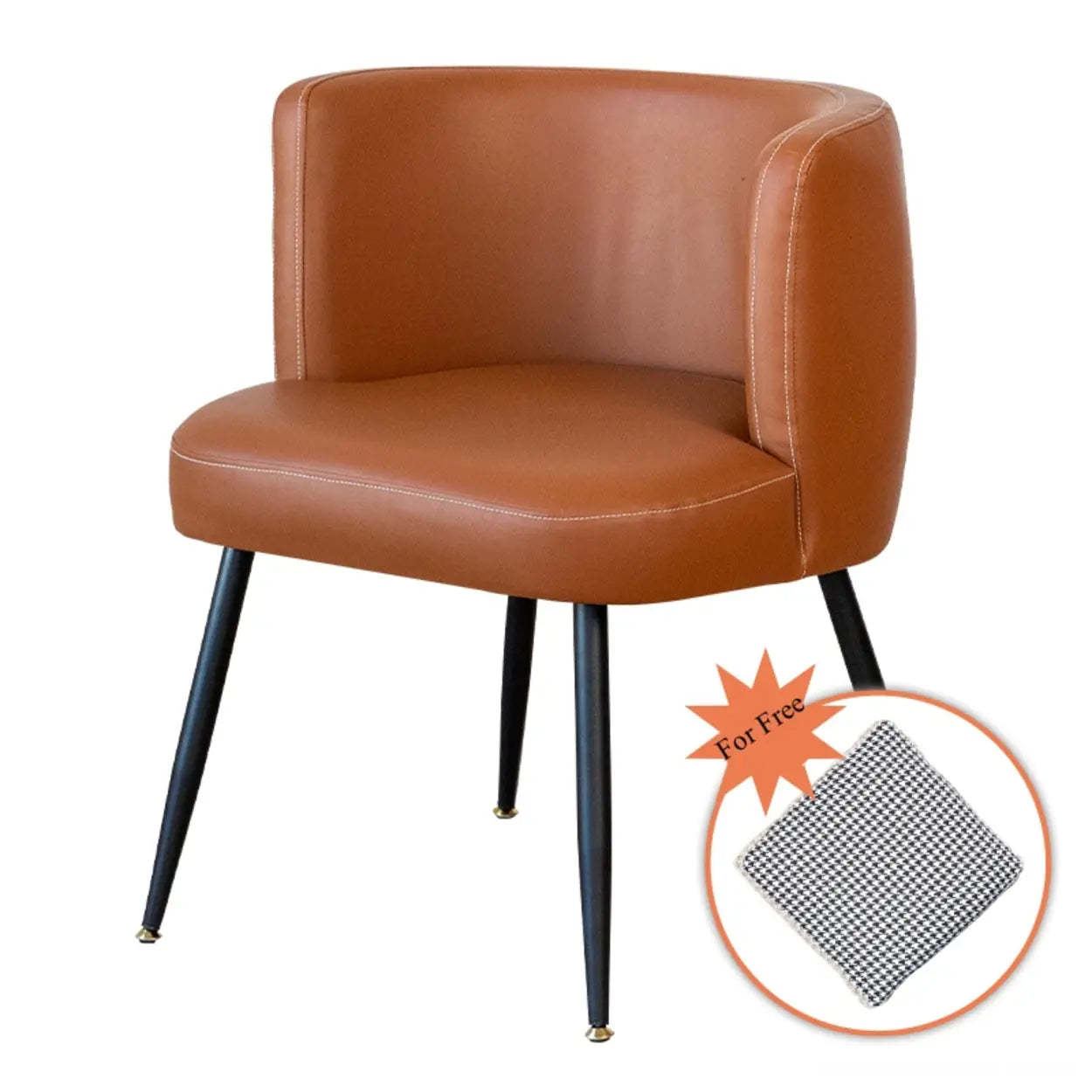 Beige Fixed-Back Wood Arm Chair with Pillow — Beige / Tech Cloth