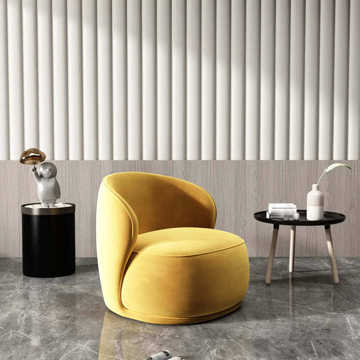 Beige Frosted Velvet Wood Frame Accent Chair — Light Gray / Frosted Velvet