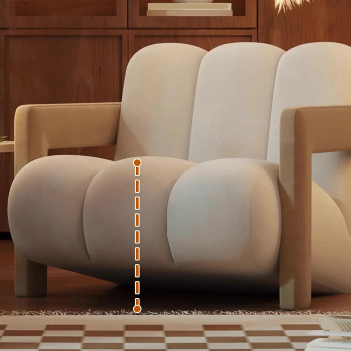Beige-Khaki Scratch Resistant Flannel Lounge Chair