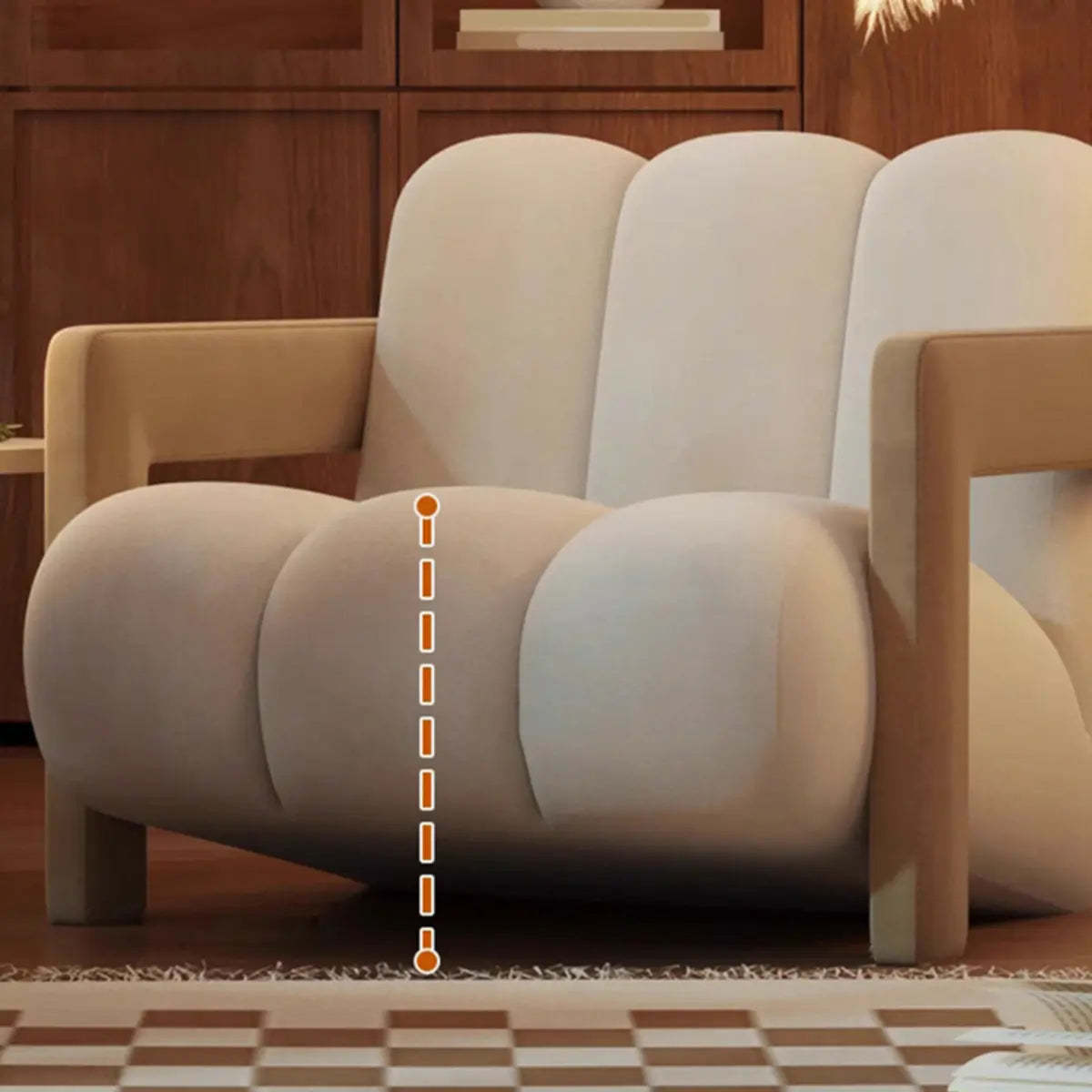 Beige-Khaki Scratch Resistant Flannel Lounge Chair