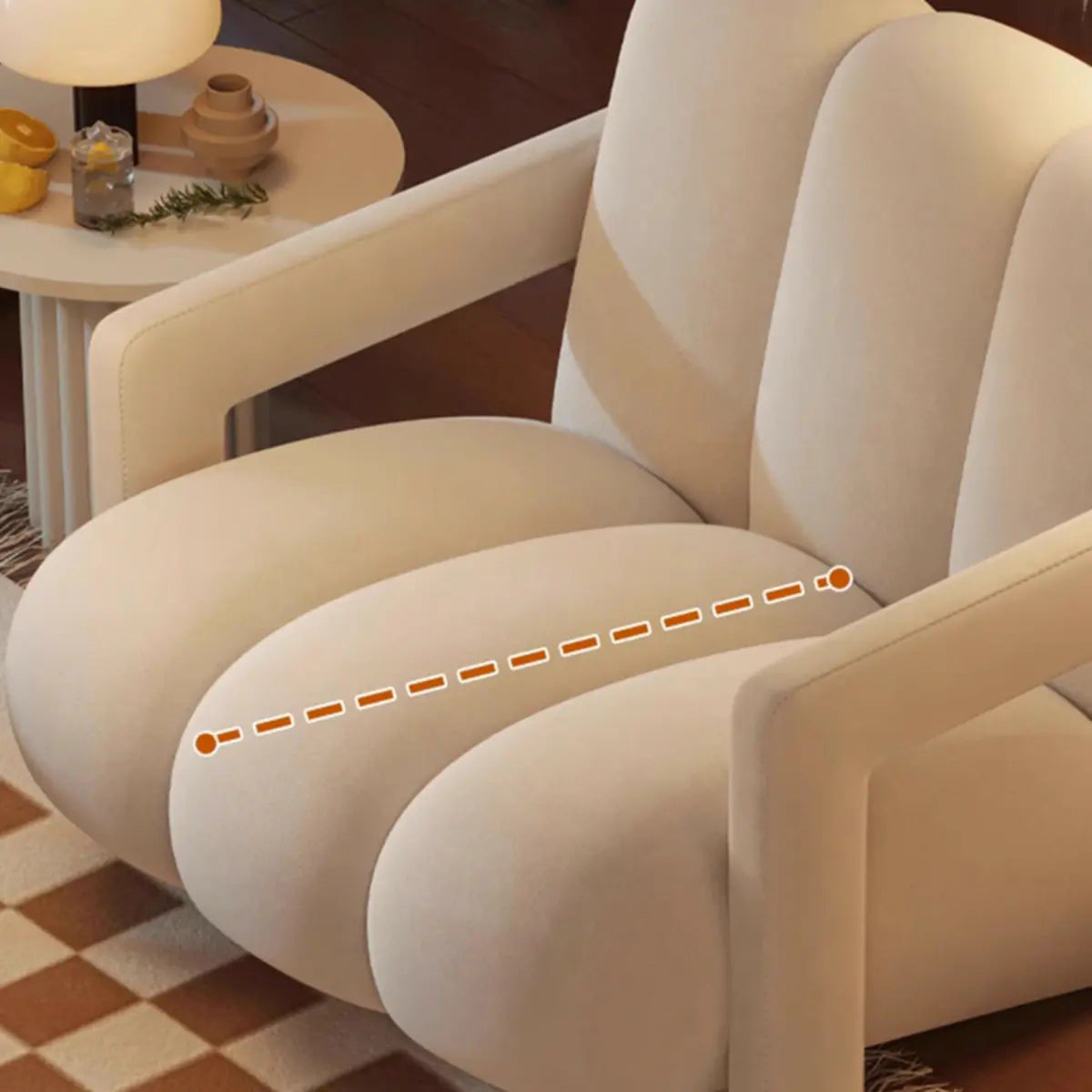 Beige-Khaki Scratch Resistant Flannel Lounge Chair