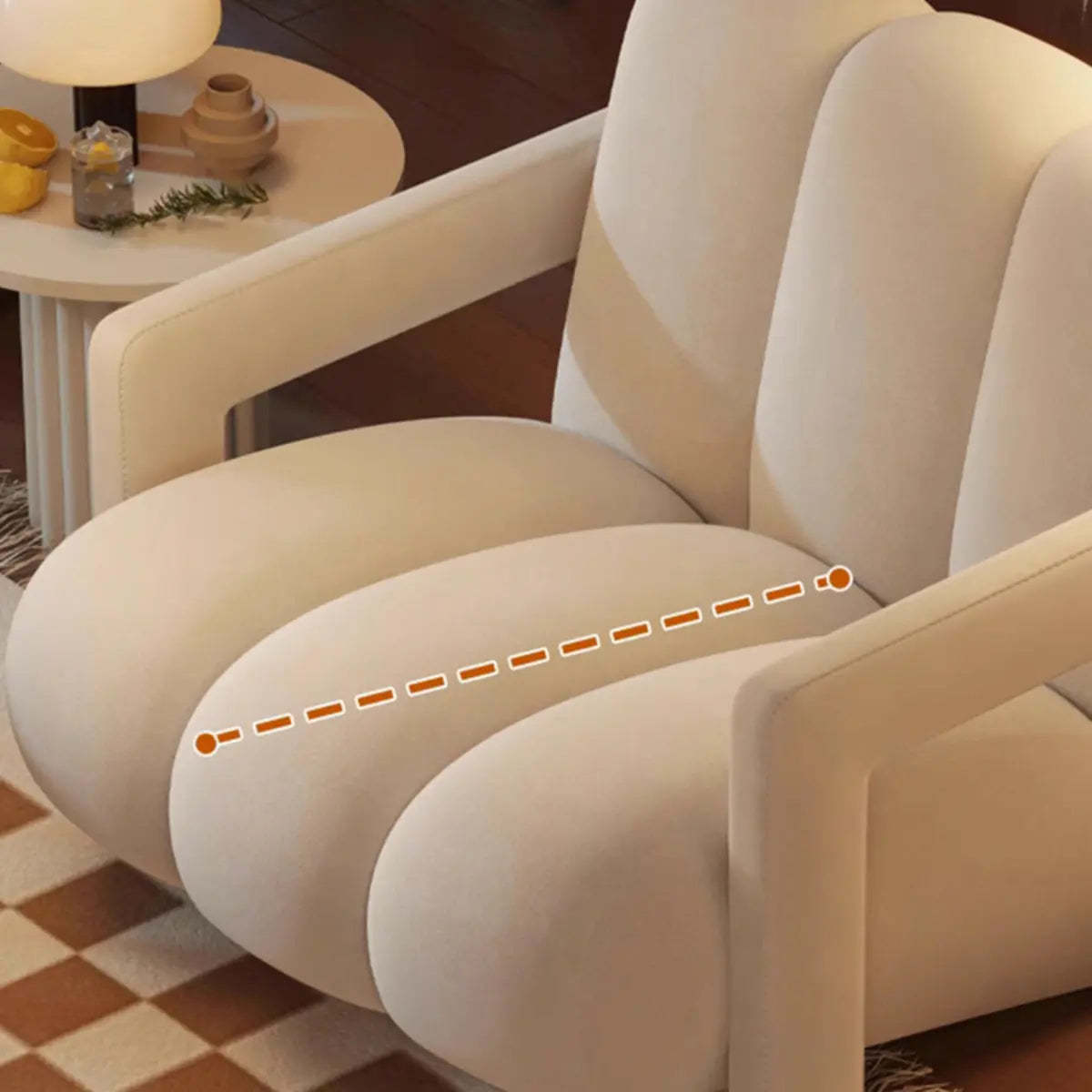 Beige-Khaki Scratch Resistant Flannel Lounge Chair