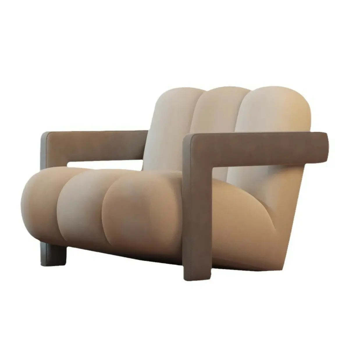 Beige-Khaki Scratch Resistant Flannel Lounge Chair — Khaki / Flannel