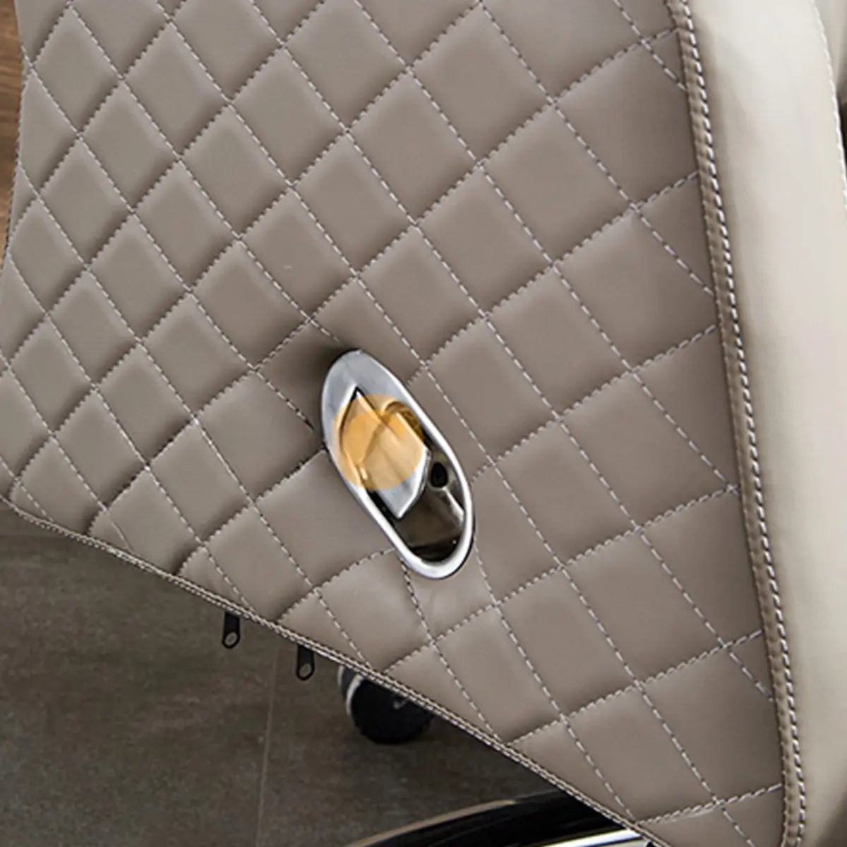 Beige Leather Reclining Executive Office Chair with Ottoman