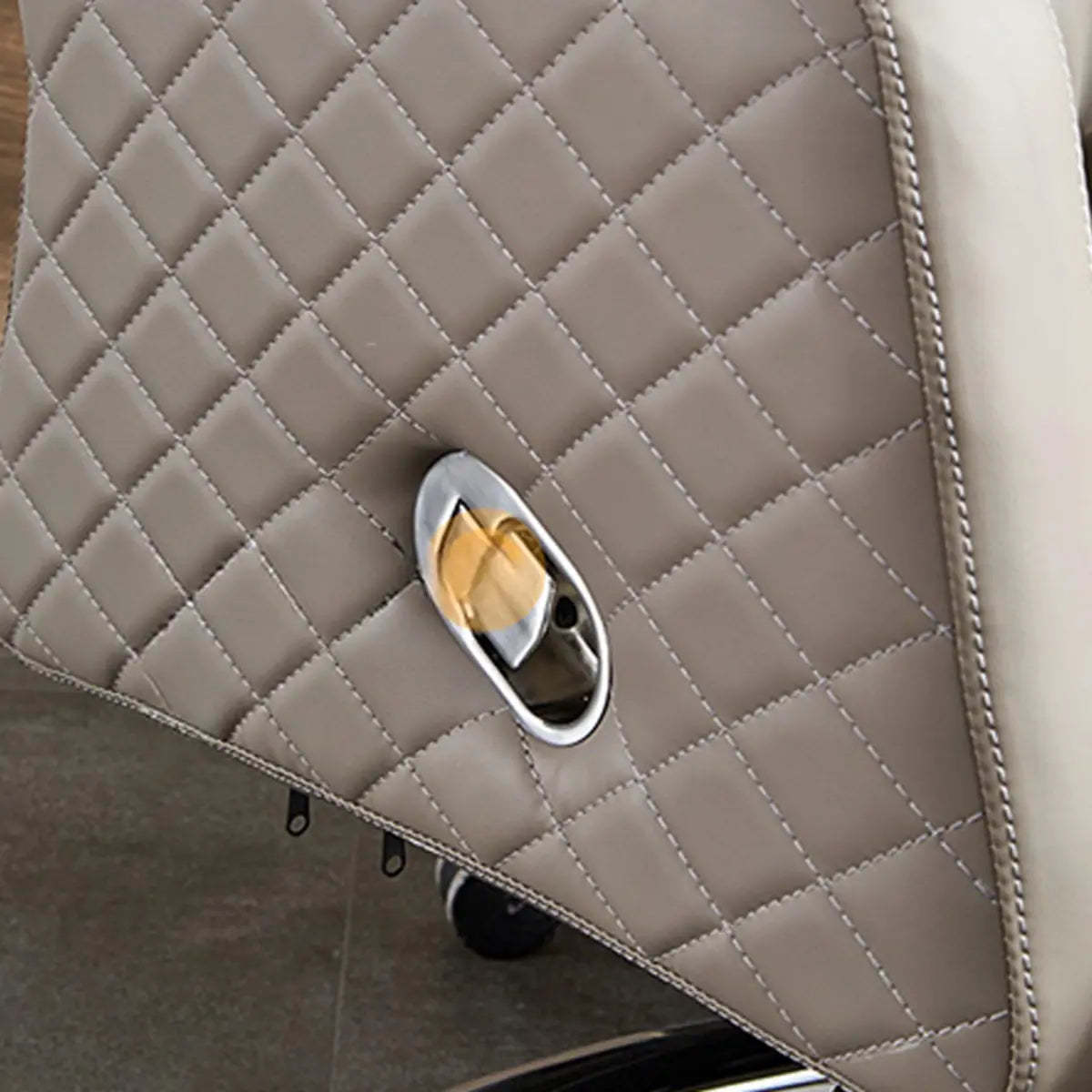 Beige Leather Reclining Executive Office Chair with Ottoman