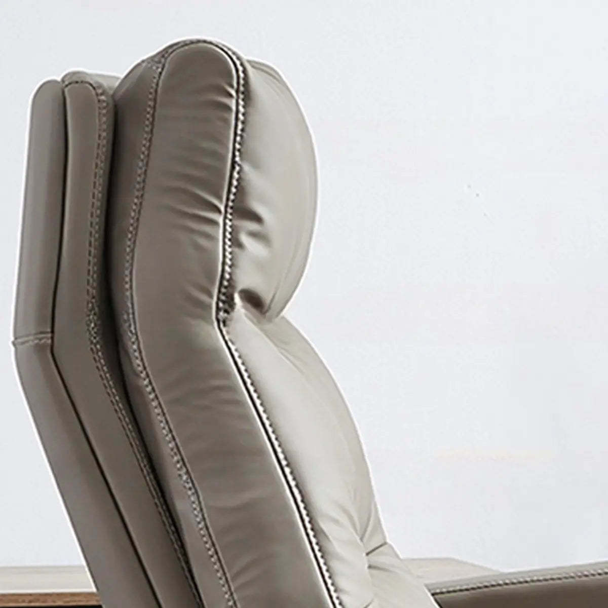 Beige Leather Reclining Executive Office Chair with Ottoman