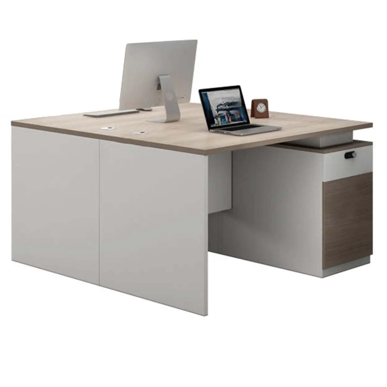 Lighom modern drawer desk wood desks — 47.2" L x 47.2" W x 29.5" H