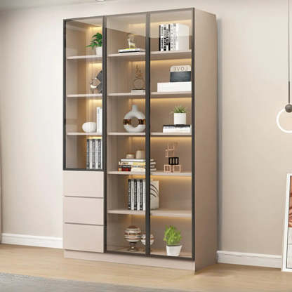 Beige Rectangular Glass Large Display Cabinet