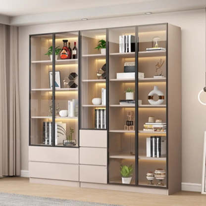 Beige Rectangular Glass Large Display Cabinet — 2