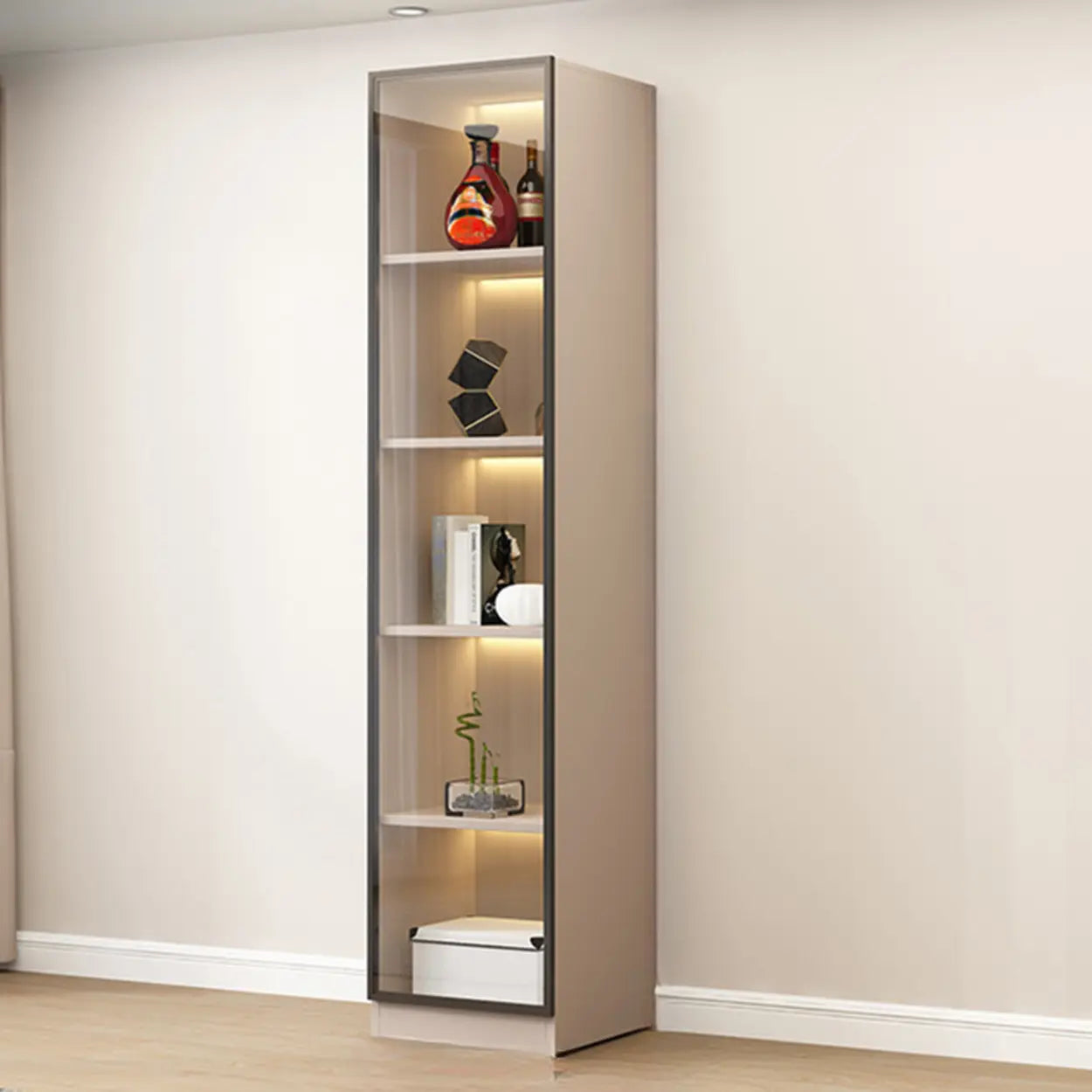 Beige Rectangular Glass Large Display Cabinet — 3