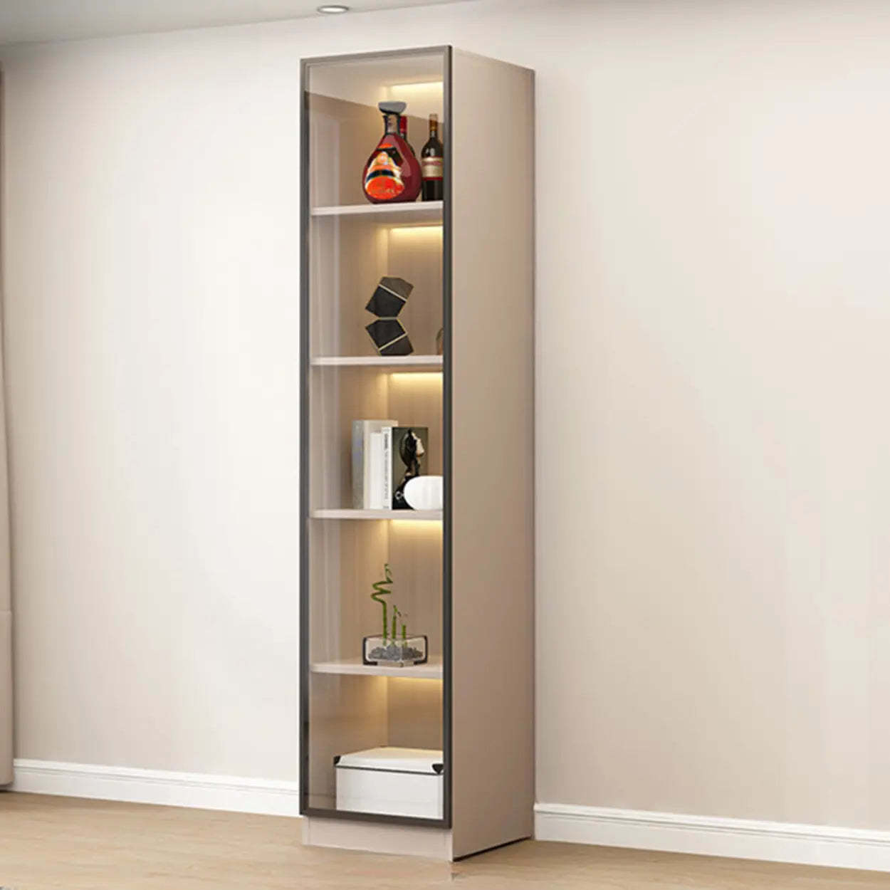 Beige Rectangular Glass Large Display Cabinet — 3