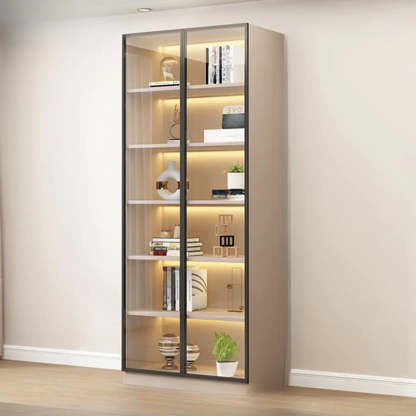 Beige Rectangular Glass Large Display Cabinet — Drawer Not Included