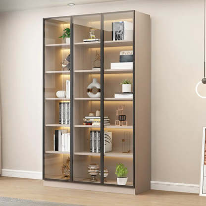 Beige Rectangular Glass Large Display Cabinet