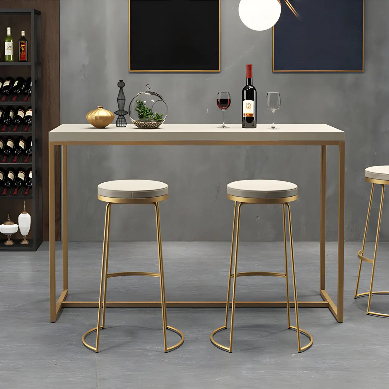 Leather Backless Sled Bar Stool — Gold / 4 Piece Set